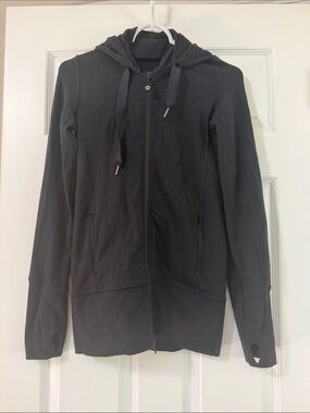 Women’s Lululemon Full Zip Stride Jacket Black Hooded long oversized size 2